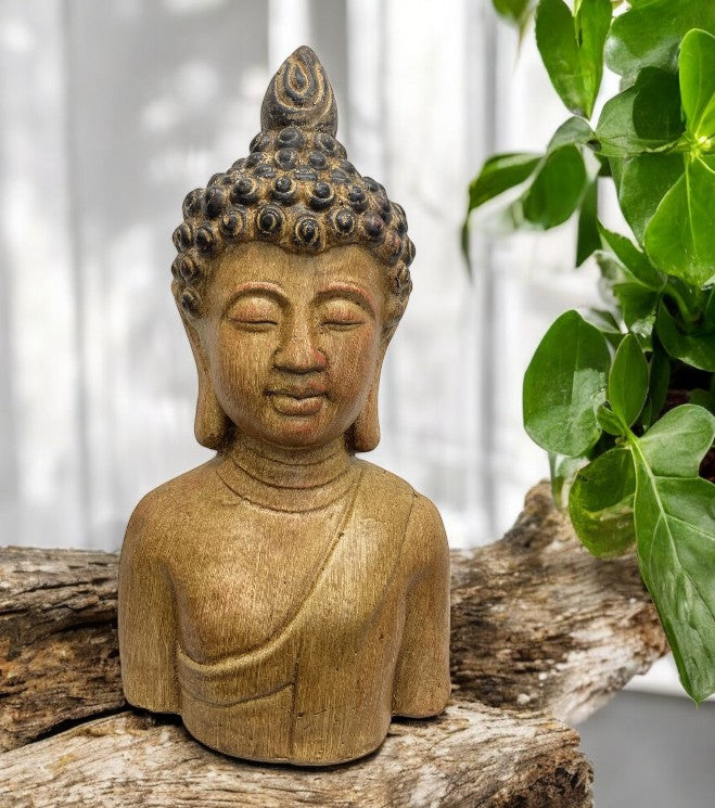 Deko Figur Buddha Büste braun gewischt