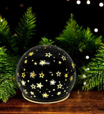 LED Glas Kugel schwarz mit 15 LED D:12cm Motiv: Sterne