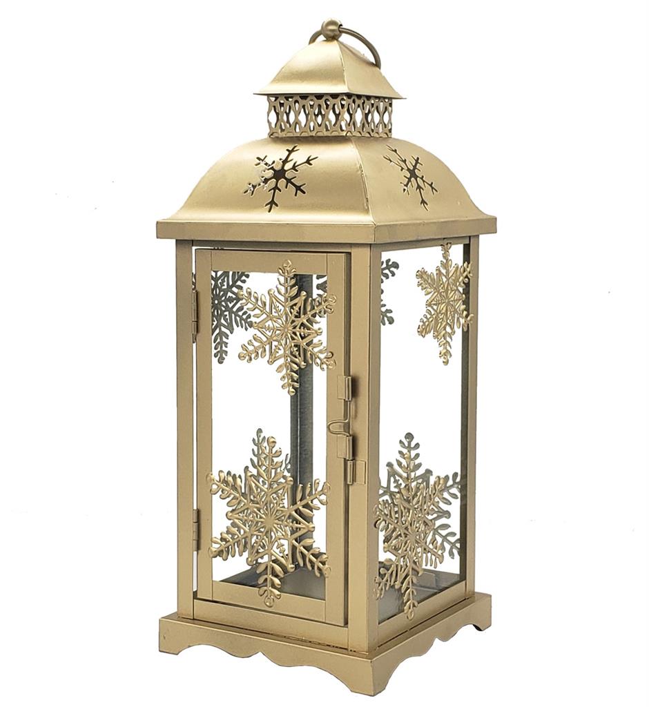 Laterne aus Metall H:46cm
mit Glaseinsatz
Farbe: Gold
L:18cm B:18cm H:46cm