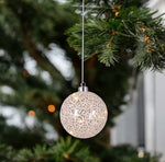 LED Glas Kugel
Hänger mit Ornament
mit 10 LED 
D:10cm