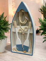 Deko Ruderboot Holz Farbe: Weiss/Blau B:8cm L:19.5cm H:40.5cm