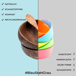 Kokosnuss Schalen 2er Set 2 Löffel plus 2 handgeknüpfte Schalenhalter