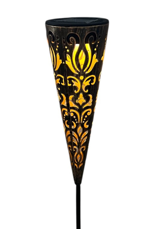 LED Solar Leuchte Metall konisch mit 1 LED zum Stecken 8x8x39cm