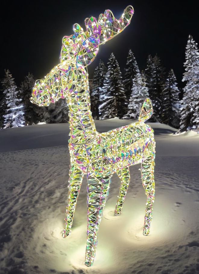 LED Rentier Candy Outdoor aus Metall mit 960 Micro LED Farbige PET Streifen