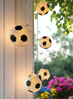 LED Solar Lampion Kette mit 10 LED Fussball, L: 180cm+ Anschlusskabel 100cm, Outdoor