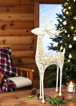 Deko Hirsch aus Metall weiss gold H97cm