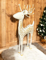 Deko Hirsch aus Metall weiss gold H73cm