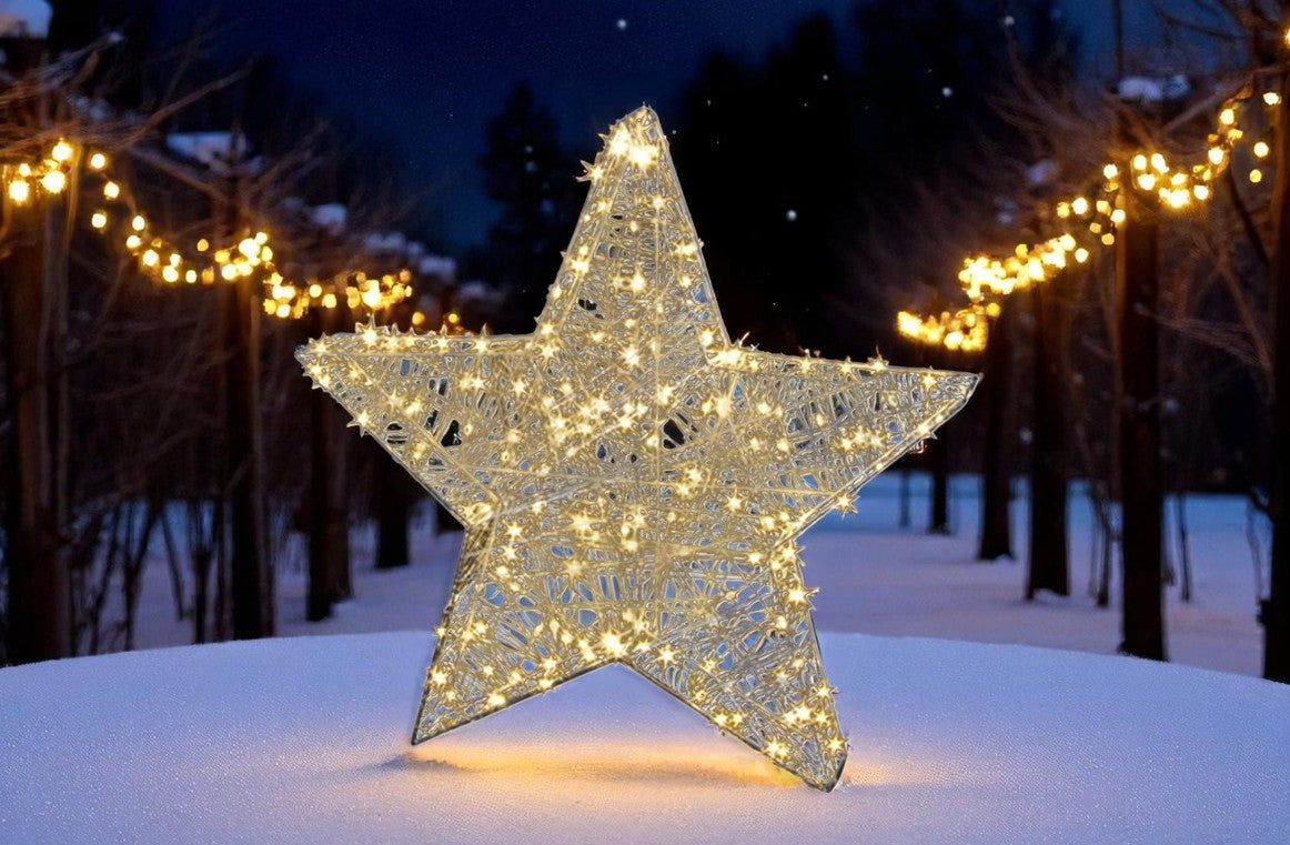 LED Stern Outdoor Metall
mit 180 LED
Farbe: Silber
D: 58cm - T:8cm