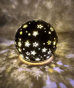 LED Glas Kugel schwarz mit 15 LED D:12cm Motiv: Sterne