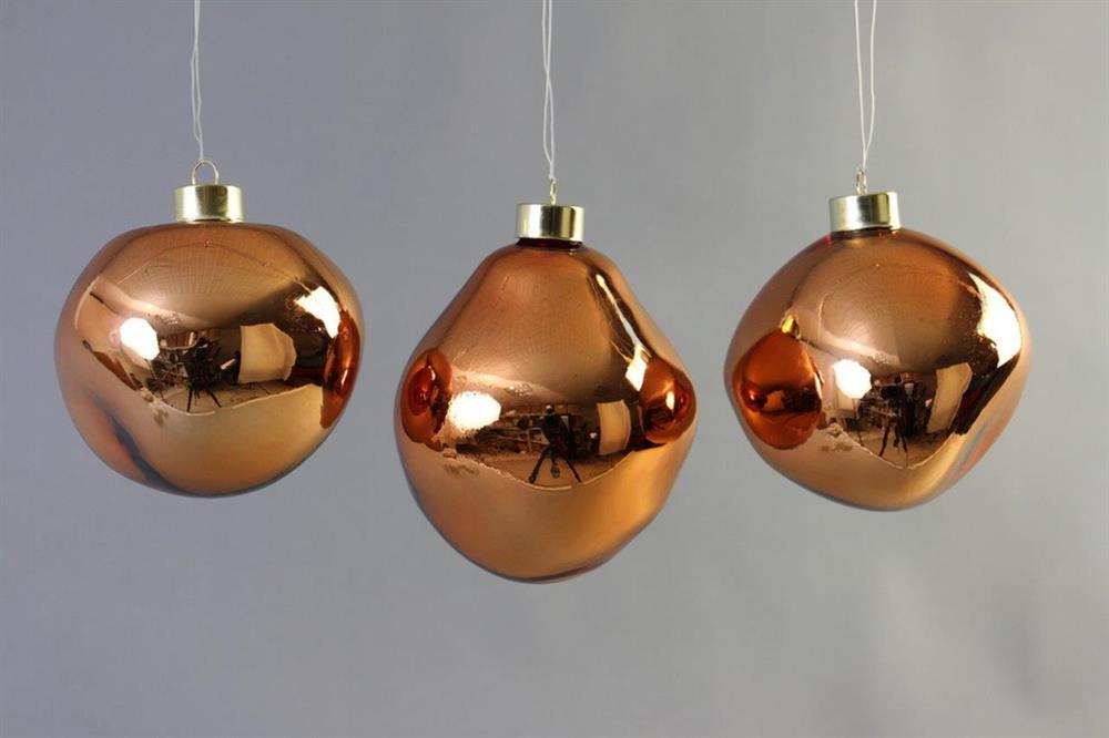 Weihnachtskugel Glas organic 3er Set apricot shiny D10cm