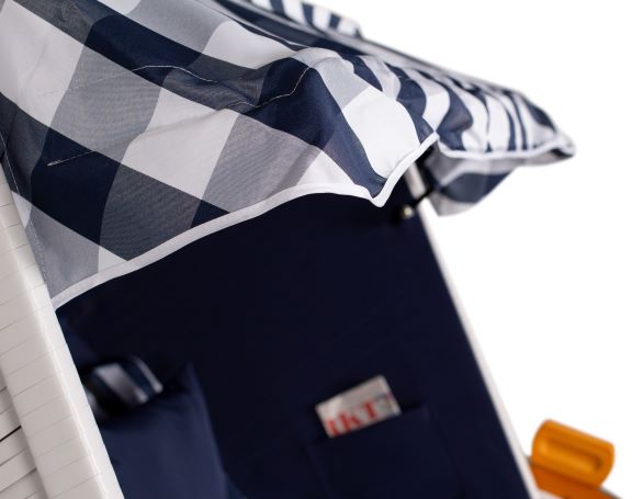 Strandkorb "Ostsee" kariert blau/weiss