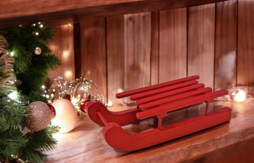 Deko Schlitten rot aus Holz
