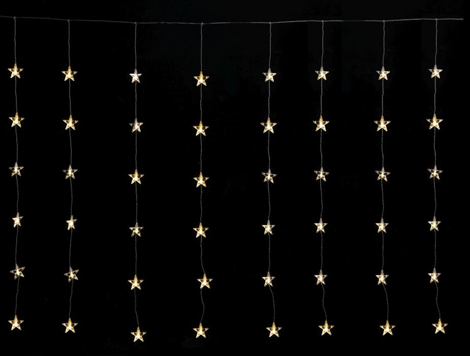 LED Lichtervorhang Outdoor 
mit Sternen 48 LED
B:175cm H:120cm
Warm weisses Licht