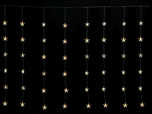 LED Lichtervorhang Outdoor 
mit Sternen 48 LED
B:175cm H:120cm
Warm weisses Licht