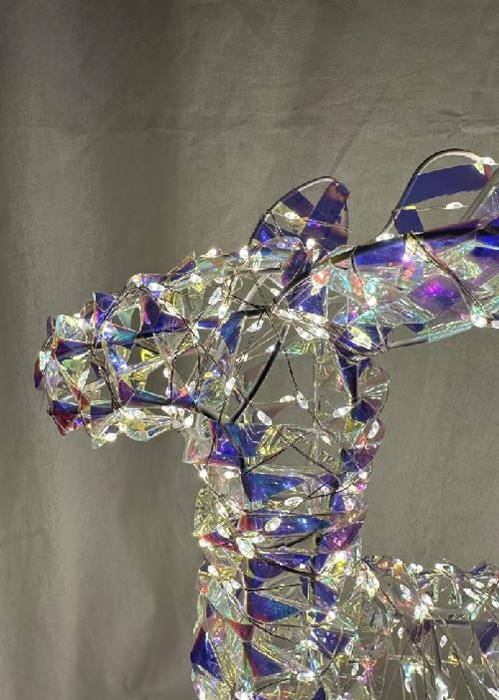 LED Rentier Candy Outdoor aus Metall mit 960 Micro LED Farbige PET Streifen