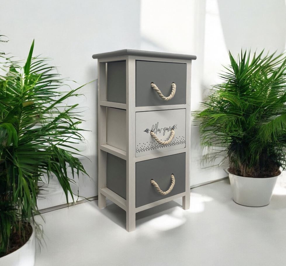 Cassettiera in legno con 3 cassetti