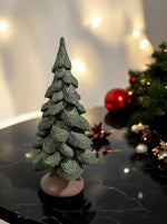 Deko Tanne aus Polyresin grün mit goldigem Glitter