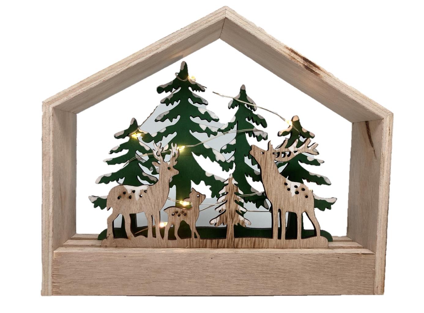 LED XMAS Diorama Holz 
mit 7 LED
Motiv: Waldszene mit 
Tannenbäum
L4cm x B17cm x H20cm
