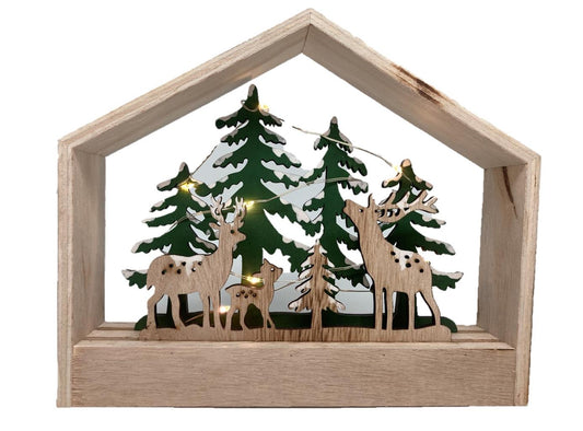 LED XMAS Diorama Holz 
mit 7 LED
Motiv: Waldszene mit 
Tannenbäum
L4cm x B17cm x H20cm