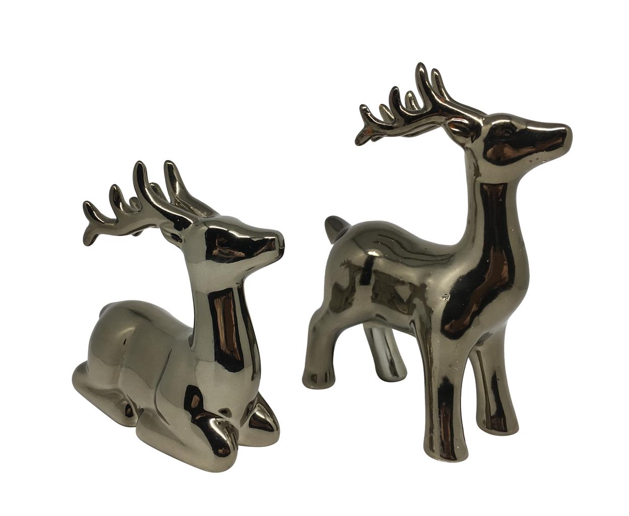 Rentier Shiny Grey aus Porzellan
2er Set
L:10cm B:4cm H:15/11cm