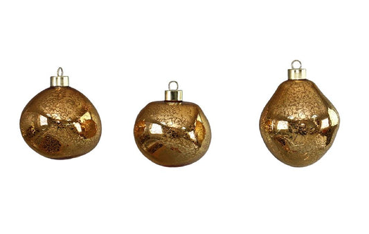 Weihnachtskugel Glas organic 3er Set gold mercury D8-9cm