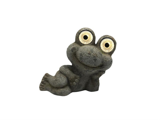 LED Solar Frosch liegend  H:16cm
mit 2 LED
Farbe: Grau
L:19.5cm B:10.5cm H:16cm
