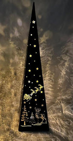 LED Pyramide Forest aus Metall mit 30 LED Motiv: Hirsche Wald H50cm