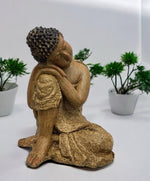 Deko Figur Buddha sitzend braun gewischt