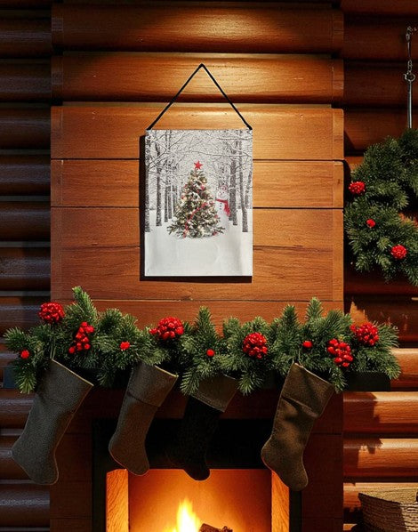 LED Bild aus Canvas zum Hängen 
Motive: Weihnachtsbaum in Allee 
20 Fibre Optics