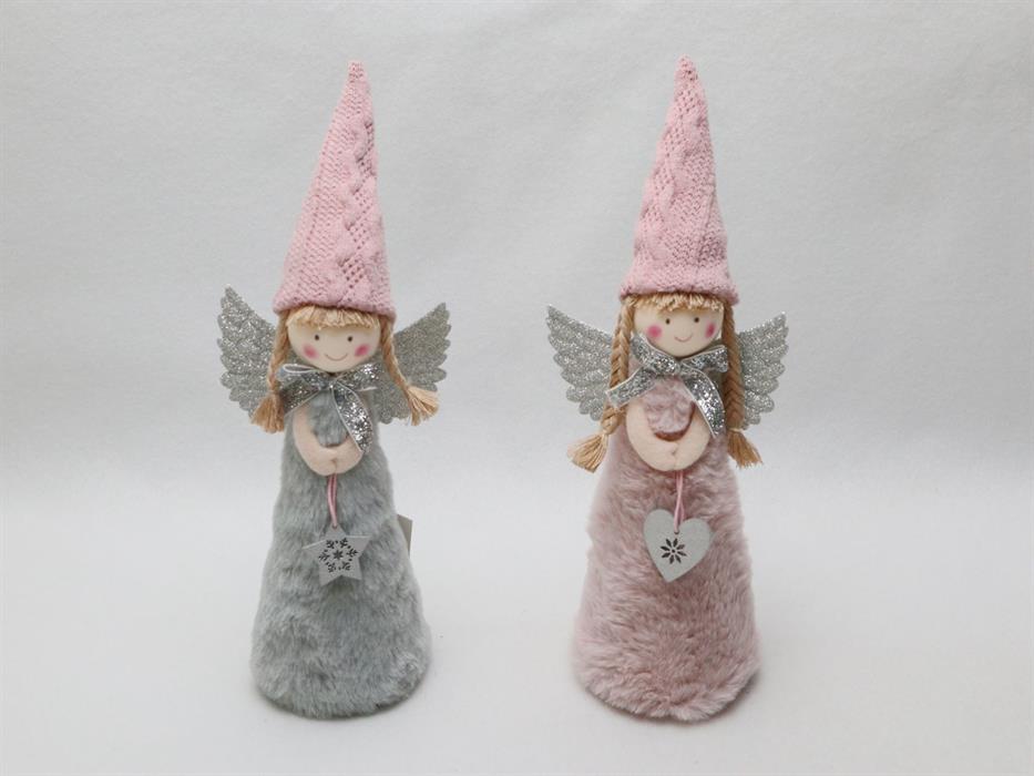 Deko Engel stehend mit Sternanhänger
D:7cm x H:25 cm
Farbe: grau/rosa