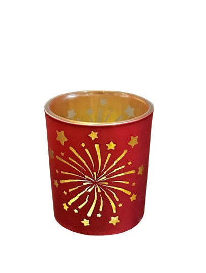 Windlicht aus Glas mit Feuerwerk Motiv