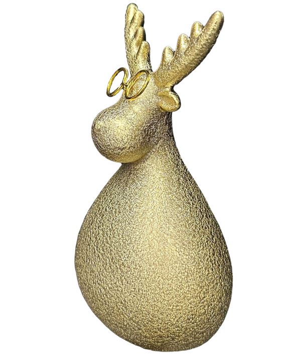 Deko Figur Elch H17cm Farbe: matt gold/silber
