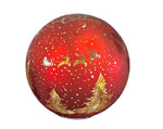 LED Glas Kugel rot mit 10 LED D:15cm Motiv: Hirsch im Wald