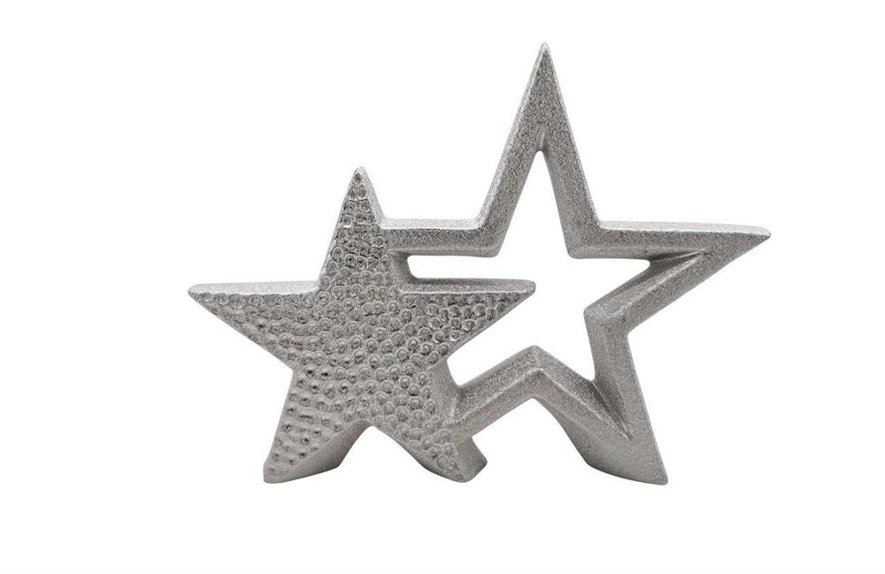 Stern Doppel aus Keramik, 
Design: Silber gehämmert,
L:3cm x B:21cm x H:16cm
