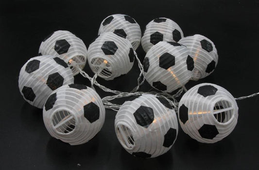 LED Lampion Kette Fussball mit 10 LED Länge 180cm Warm weisses Licht Indoor