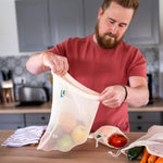 Obstbeutel 4er Set 3 Obst- und Gemüsebeutel plus 1 Brottasche aus 100% Biobaumwolle