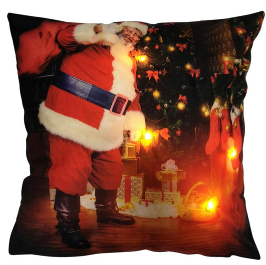 LED Kissen mit Reisverschluss 4 LED Motiv: Santa Claus
Grösse: 40cm x 40cm