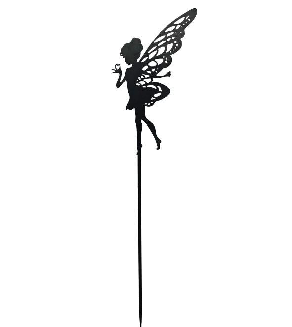Gartenstecker Fee aus Metall in Schwarz Höhe 106cm