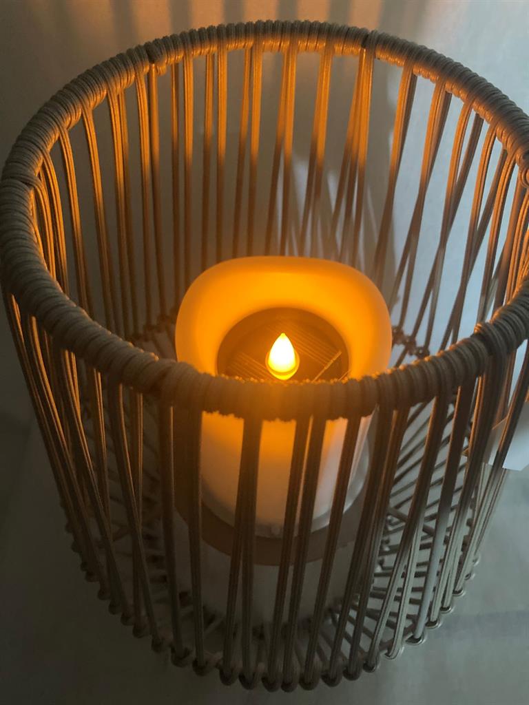 LED Solar Laterne Farbe: grau mit Solar Kerze weiss Grösse Laterne 20x20x25cm