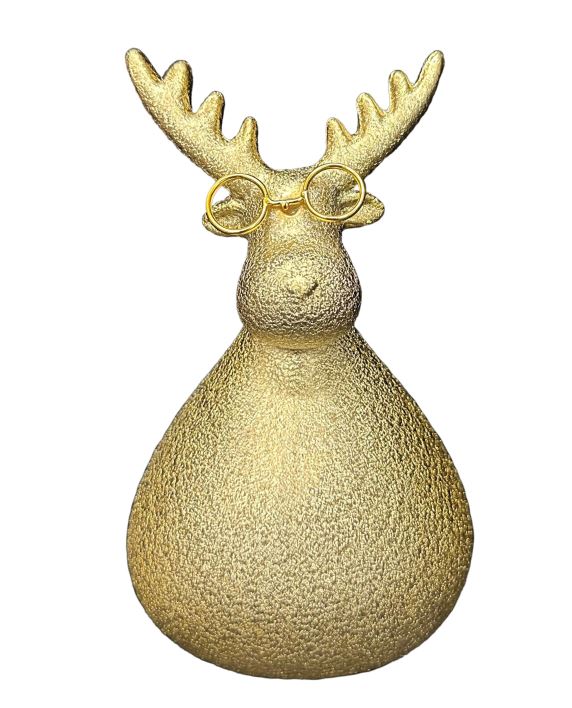 Deko Figur Elch H17cm Farbe: matt gold/silber