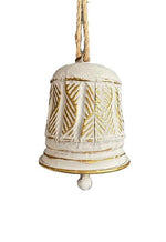 Deko Glocke aus Metall altweiss gold H14cm