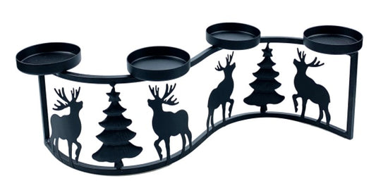 Kerzenhalter Xmas schwarz 
aus Metall für 4 Kerzen 
wellenförmig Advent