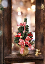 Weihnachtsbäumchen dekoriert 12 Stk. im Kartondisplay Topf in Jute Farbe: Grün