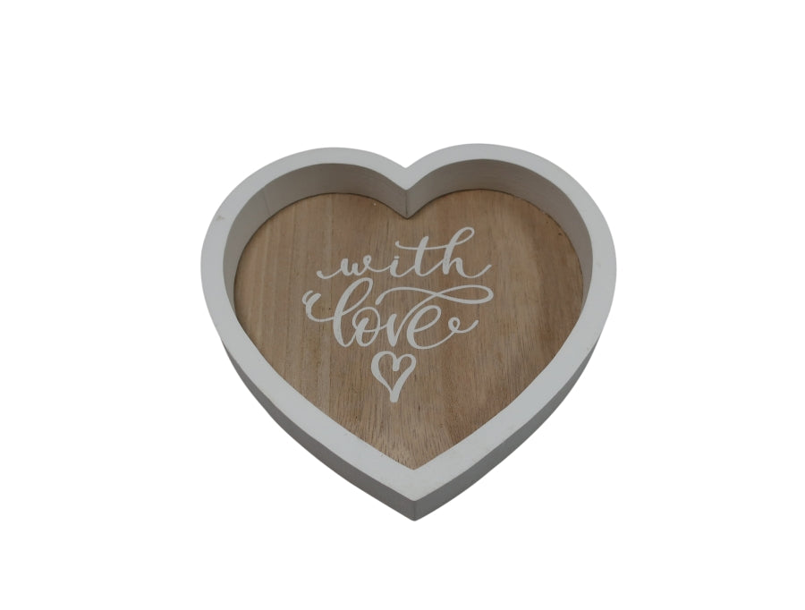 Tablett aus Holz Herzförmig D:18cm
Farbe: Braun/Weiss
D:18cm H:2.5cm