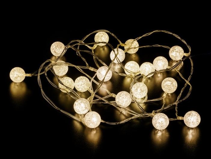 LED Micro Draht Lichterkette mit Mini Crack Balls 20 LED Länge 190cm silber Draht