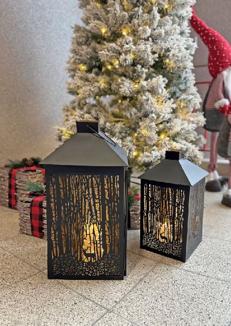 Laterne Forest 2er Set aus Metall Schwarz gold