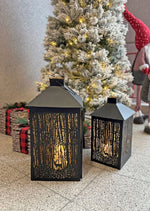 Laterne Forest 2er Set aus Metall Schwarz gold