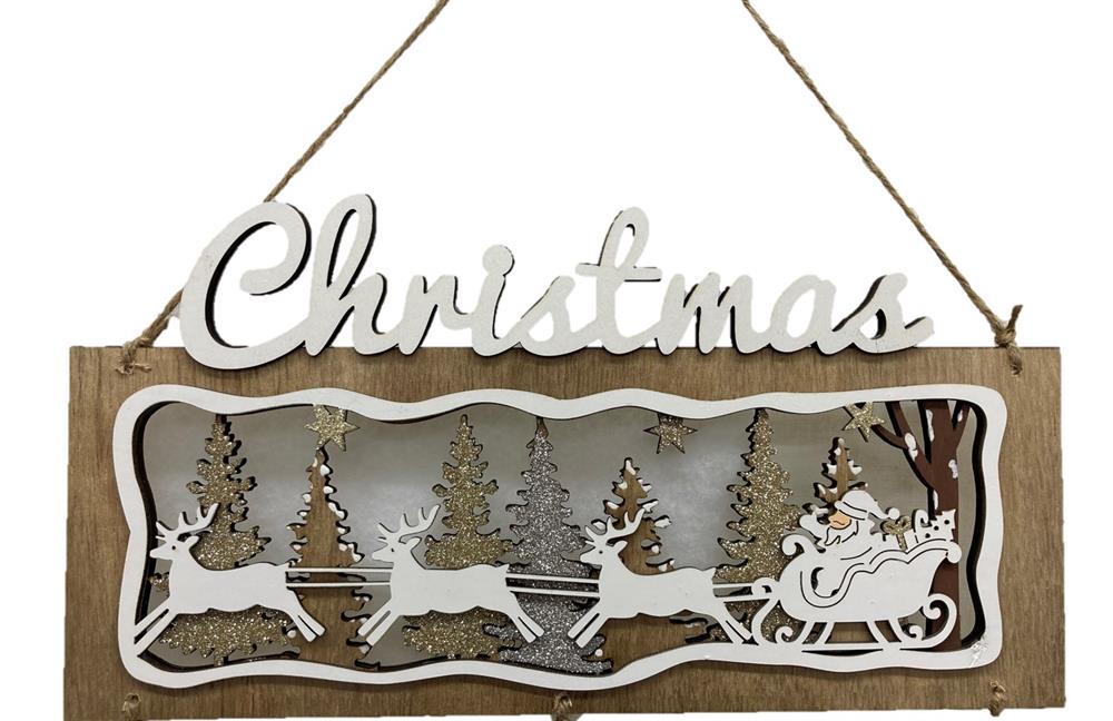 Deko Hänger aus Holz 
mit Weihnachtsmotiv Relief
L2cm x B28cm x H63cm