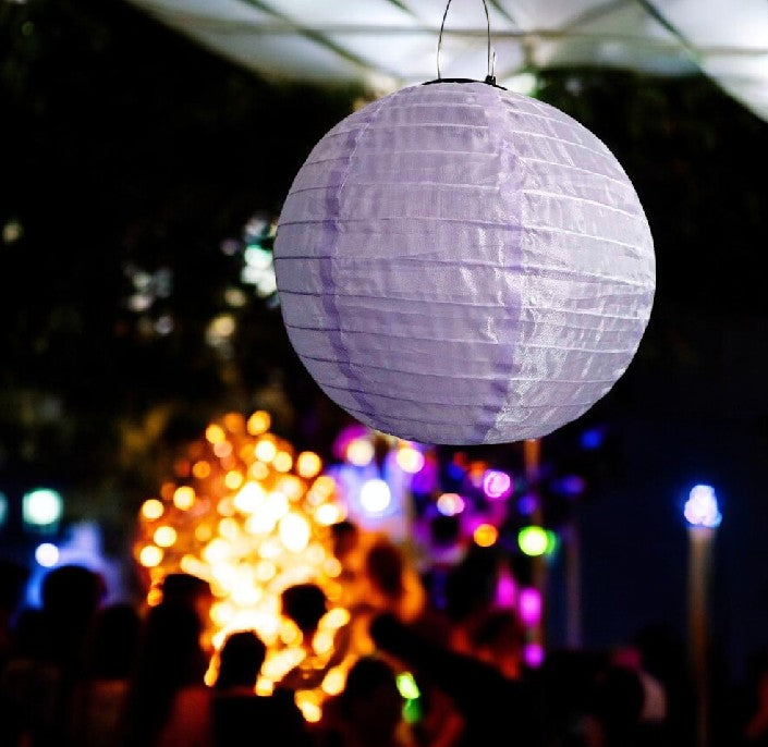 LED Solar Outdoor Lampion 
mit 1 LED D:25cm 
Farbe: Violett 
Warm weisses Licht