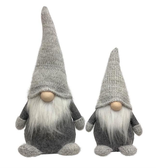 Deko Wichtel Santa mit Bart 
mit Zipfelmütze, 
Farbe: Grau, 
L:11cm B:16cm H:36cm